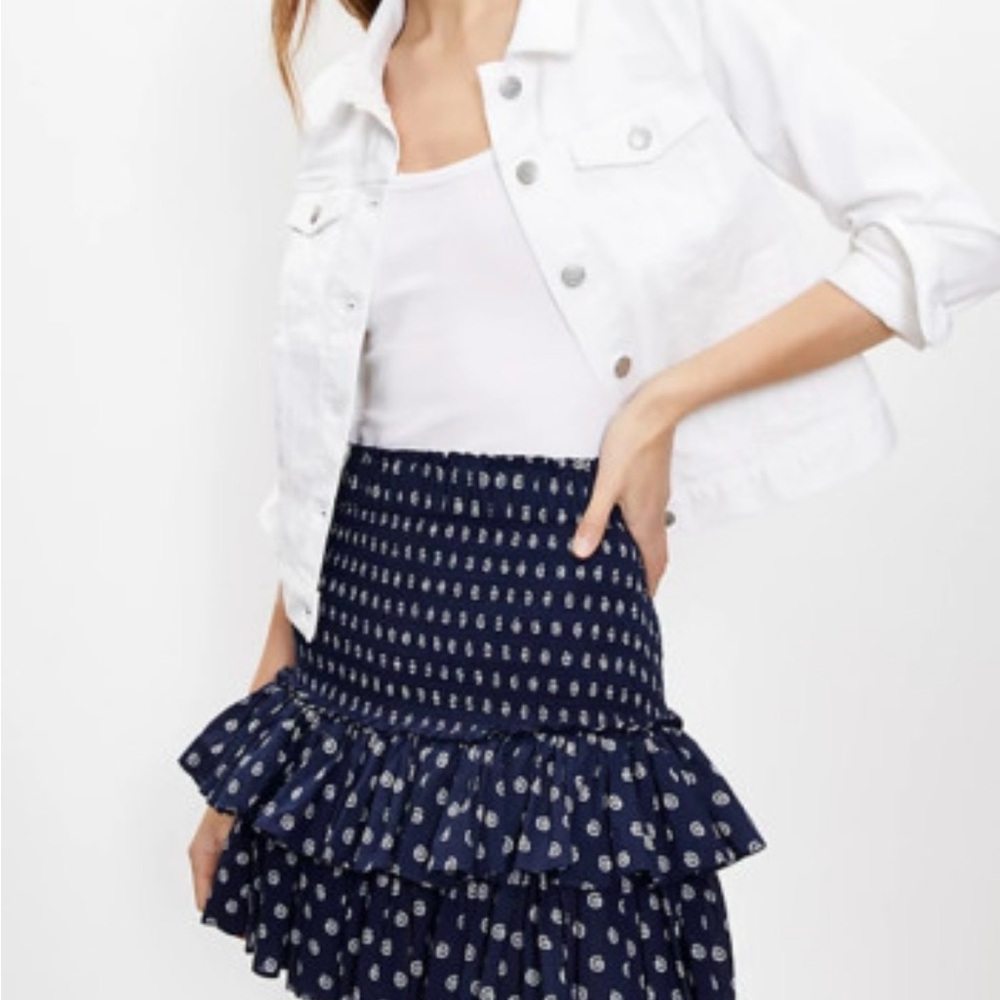 LOFT Shell Smocked Ruffle Mini Skirt - Picture 6 of 6